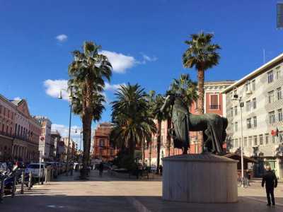 Andiamo avanti con la nostra perlustrazione e, quasi sul finire dell�isolato, ecco sulla destra la statua anni 80 del Cavallo con gualdrappa. Il monumento in bronzo, dal peso di quasi venti quintali, � un lavoro dello scultore abruzzese Mario Ceroli 